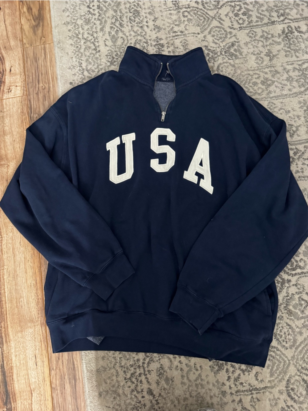 Navy USA Quarter Zip Sweatshirt
